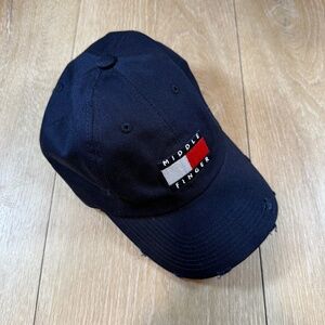 Field Grade Middle Finger Dad‎ Hat Adjustable Distressed Cotton Navy OS